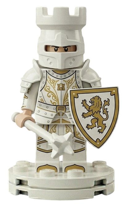 CHEZZIES rook in white ornamental armour