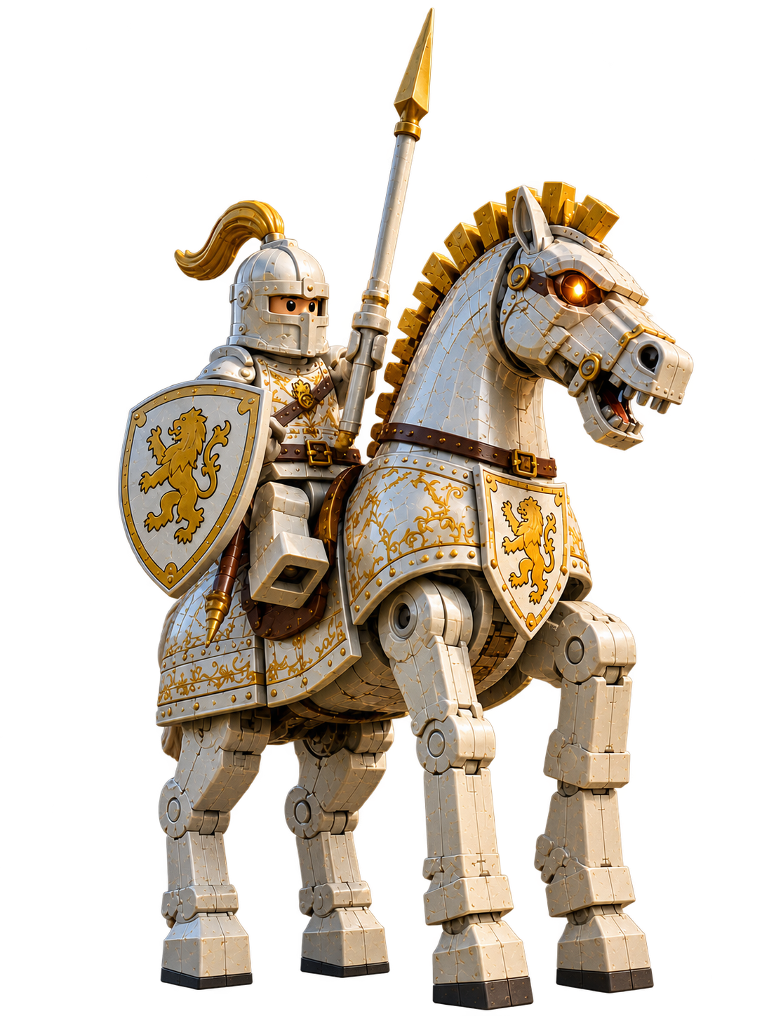 Laserhorse, a white-armoured CHEZZIES hero on a mechanical horse